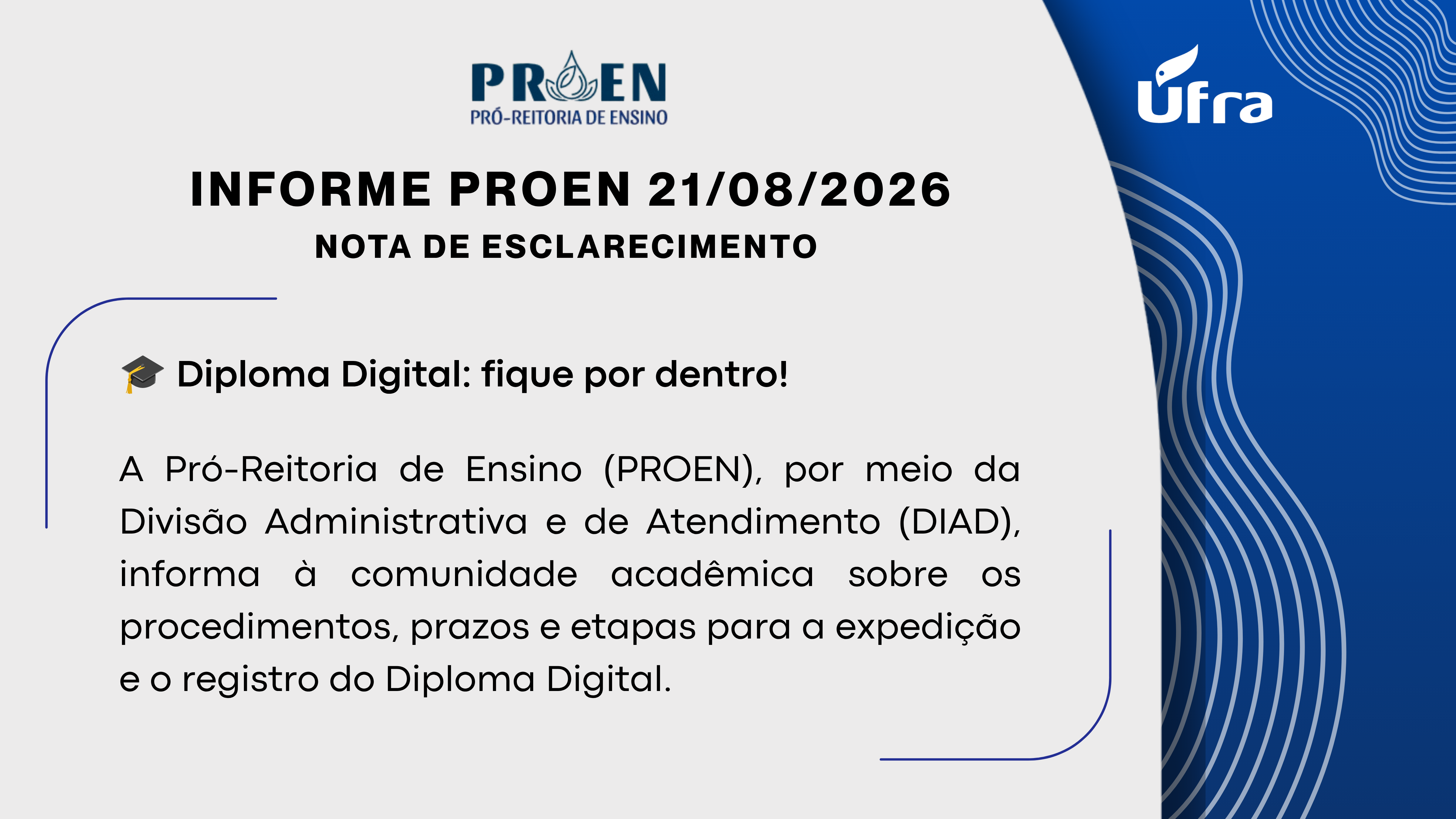PROEN divulga nota de esclarecimento sobre o Diploma Digital