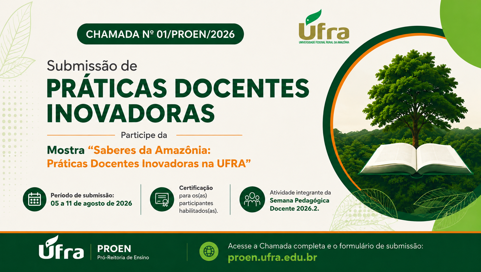 Chamada nº 01/2026 para submissão de Práticas Docentes Inovadoras